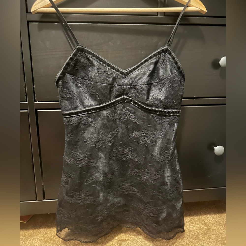 Black lace two layer top